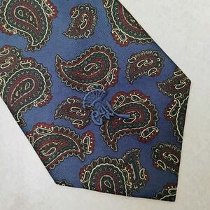Countess Mara New York Paisley‎ Tie Blue Red Burgundy Embroidered Logo